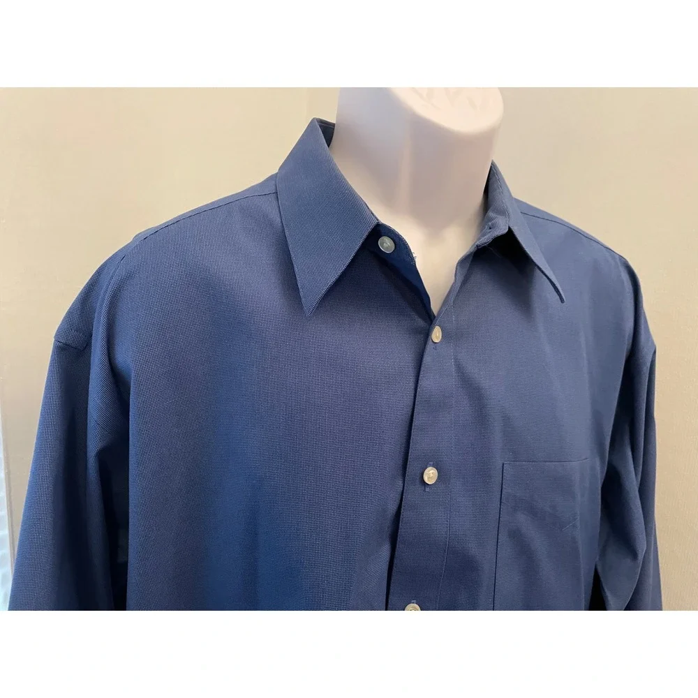 Joseph & Feiss Mens Blue Pinpoint‎ Oxford Dress Shirt 17 32/33 100% Cotton